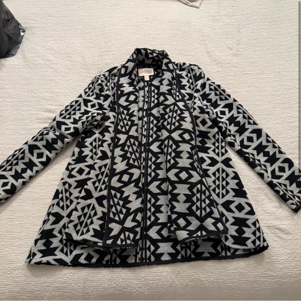 Black and gray A Line coat